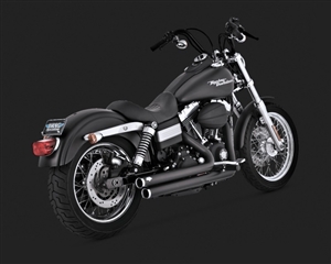 Harley Dyna Big Shot Staggered Black Exhaust