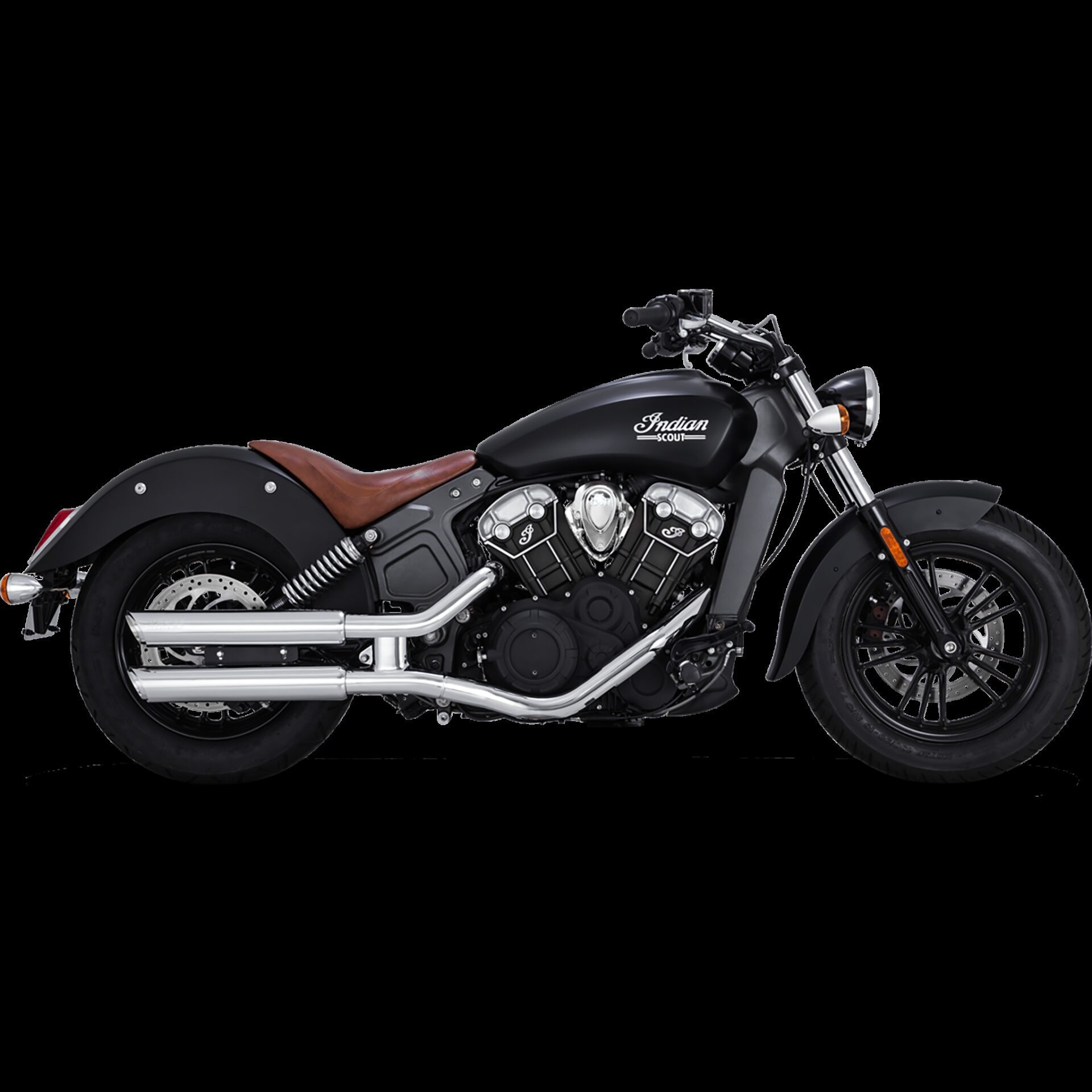 Indian Scout 2015-2023 PCX 3" Round Twin Slash Slip-On Mufflers Chrome by Vance & Hines