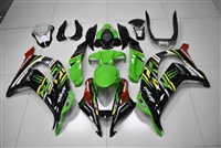 Motorcycle Fairings Kit - 2016-2020 Kawasaki ZX10R Black/Green Custom Fairings | ZX106201