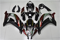 Motorcycle Fairings Kit - 2016-2020 Kawasaki ZX10R Black/Metallic Red Custom Fairings | ZX106203
