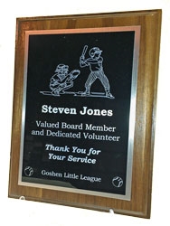 Laser Engraved solid wood plaque with piano finish