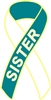 Cervical Cancer Awareness Ribbon Pin - Teal/White