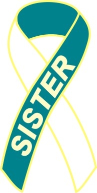 Cervical Cancer Awareness Ribbon Pin - Teal/White