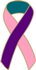 Thyroid Cancer Awareness Ribbon Pin - Pink/Teal/Purple