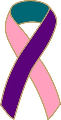 Thyroid Cancer Awareness Ribbon Pin - Pink/Teal/Purple