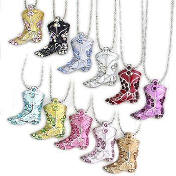 J001 - Cowgirl Boot Necklaces - Package (12)