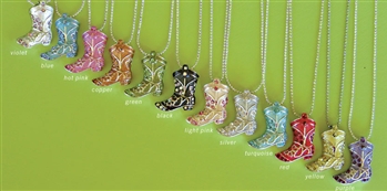 J001 BY COLOR - COWGIRL BOOT NECKLACES</B> - PICK YOUR OWN COLOR