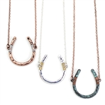 J052 - Wire Wrapped Horseshoe Necklace - Silver, Copper or Patina - Package (3)