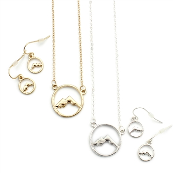 Mountain Circle Necklace Set - Gold or Silver- Package (3)
