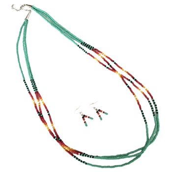 Long Seed Bead Necklace Set - Brown, Turquoise or Natural - Package (3)