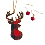 Buffalo Plaid Buck Deer Necklace Set - Package (3)