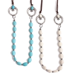 Semi Stone Necklace with Blossom and Suede Cord - Turquoise or Natural - Package (3)