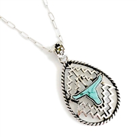 Aztec Tear Drop Steer Necklace