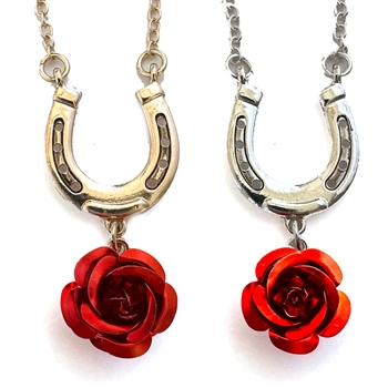 Horseshoe Rose Necklace - Silver or Gold - Package (3)