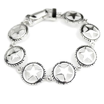 JB004 - Silver Texas Star Magnetic Clasp Bracelet - Package (3)