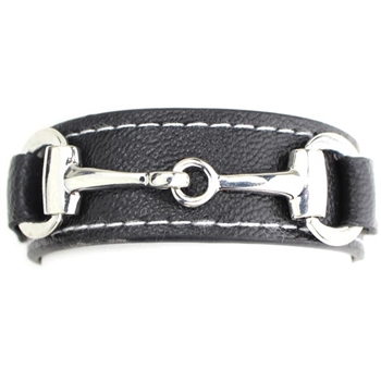 JB121BK - Silver Bit on Black Band Bracelet - Package (3)