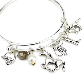 English Horse Charms Wire Bracelet - Package (3)