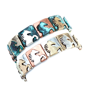 JB292 - Wild Horse Bracelet - Silver or Patina - Package (3)