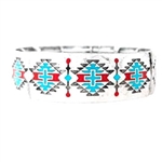 JB398RD - Enameled Navajo Stretch Bracelet - Red / Black / Turquoise - Package (3)