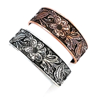 Wide Metal Carved Organic Cuff - Silver or Copper