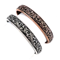 Thin Metal Carved Filigree Cuff - Silver or Copper