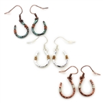 Wire Wrapped Horseshoe Earrings - Silver, Patina or Copper - Pacakge (3)