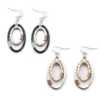 Double Oval Earrings - Patina or Two-Tone - Package (3)