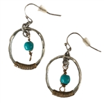 Oval with Turquoise Drop Earrings - Patina - Package (3)