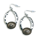 JE344 - Horseshoe Concho Earrings - Patina, Silver or Copper - Package (3)