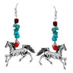 JE387 - Turquoise Tumbled Stone Drop Horse Earrings - Package (3)