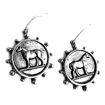 Illustrated Horse Earrings -Silver - Package (3)