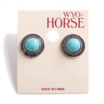 TE01TQ - Classic Round Turquoise Stud Earrings - Package (3)