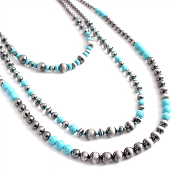 Turquoise and Silver Navajo Bead Set - Package (3)