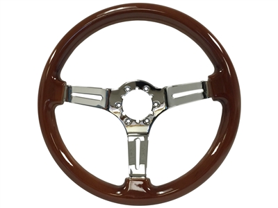 S6 , Sport , Mahogany , Wood , Steering Wheel , Chrome Center , Brown , Auto Pro USA , GM , MOPAR , FORD , Corvette , Mustang , Charger , Challenger , Camaro , El camino , Impala , bel air , nova , chevy II , oldsmobile , firebird , bronco , vw ,