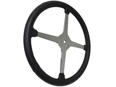 Sprint Steering Wheel - 15" Black Leather - Solid 4 Spoke design