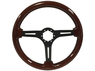 Auto Pro USA , Volante , Mahogany , Wood , Steering Wheel , black Center , Brown , GM , MOPAR , FORD , Corvette , Mustang , Charger , Challenger , Camaro , El camino , Impala , bel air , nova , chevy II , oldsmobile , firebird , bronco , vw , volkswagen ,