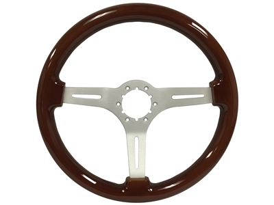 Auto Pro USA , Volante , Mahogany , Wood , Steering Wheel , brushed Center , Brown , GM , MOPAR , FORD , Corvette , Mustang , Charger , Challenger , Camaro , El camino , Impala , bel air , nova , chevy II , oldsmobile , firebird , bronco , vw ,