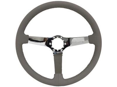 Auto pro usa , volante , S6 , oe restoration , Grey , solid , leather , chrome , Steering Wheel , GM , MOPAR , FORD , Corvette , Mustang , Charger , Challenger , Camaro , El camino , Impala , bel air , nova , chevy II , oldsmobile , firebird , bronco , vw