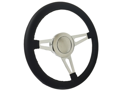 Leather , Steering Wheel Kit , Taper and Key , Ididit , Flaming River , Hot Rod , Street Rod , 3 spoke , slot design ,