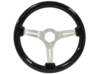 Auto Pro USA , Volante , Sport , Black ash, Wood , Steering Wheel , brushed Center , Black , GM , MOPAR , FORD , Corvette , Mustang , Charger , Challenger , Camaro , El camino , Impala , bel air , nova , chevy II , oldsmobile , firebird , bronco , vw ,