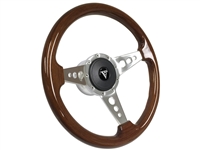 Walnut , Wood , Steering Wheel Kit , Art Deco , Tri Spoke , Holes , Taper and Key , Ididit , Flaming River , Hot Rod , Street Rod