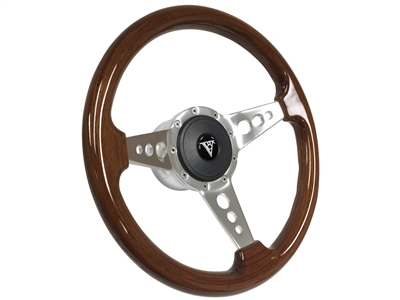 Walnut , Wood , Steering Wheel Kit , Art Deco , Tri Spoke , Holes , Taper and Key , Ididit , Flaming River , Hot Rod , Street Rod