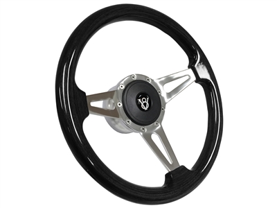 Hot Rod Black Ash Steering Wheel 3 Spoke Slots