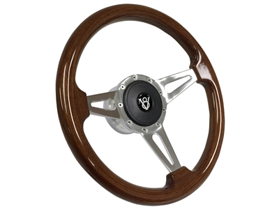 Hot Rod Mahogany Steering Wheel 3 Spoke Slots