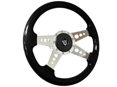 Hot Rod Black Ash Steering Wheel 4 Spoke holes