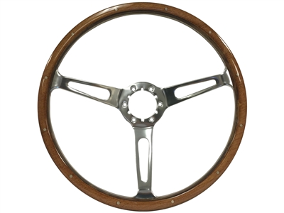 Auto pro USA,  Volante , classic , wood , riveted , slots , Steering Wheel , anodized , GM , MOPAR , FORD , Corvette , Mustang , Charger , Challenger , Camaro , El camino , Impala , bel air , nova , chevy II , oldsmobile , firebird , bronco , vw ,