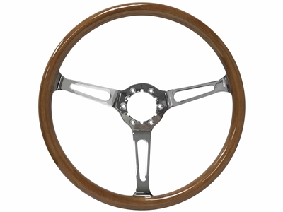 Auto Pro USA , Volante , classic , wood , slots , walnut , chrome , Steering Wheel , anodized , GM , MOPAR , FORD , Corvette , Mustang , Charger , Challenger , Camaro , El camino , Impala , bel air , nova , chevy II , oldsmobile , firebird , bronco , vw ,