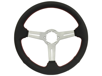 Auto Pro USA , Volante , Brushed , perforated leather , slots , red stitch , Steering Wheel  , GM , MOPAR , FORD , Corvette , Mustang , Charger , Challenger , Camaro , El camino , Impala , bel air , nova , chevy II , oldsmobile , firebird , bronco , vw ,