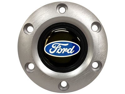 S6 Brushed Horn Button with Ford Blue Oval Emblem