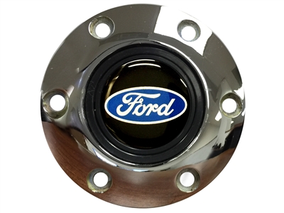 S6 Chrome Horn Button with Ford Blue Oval Emblem